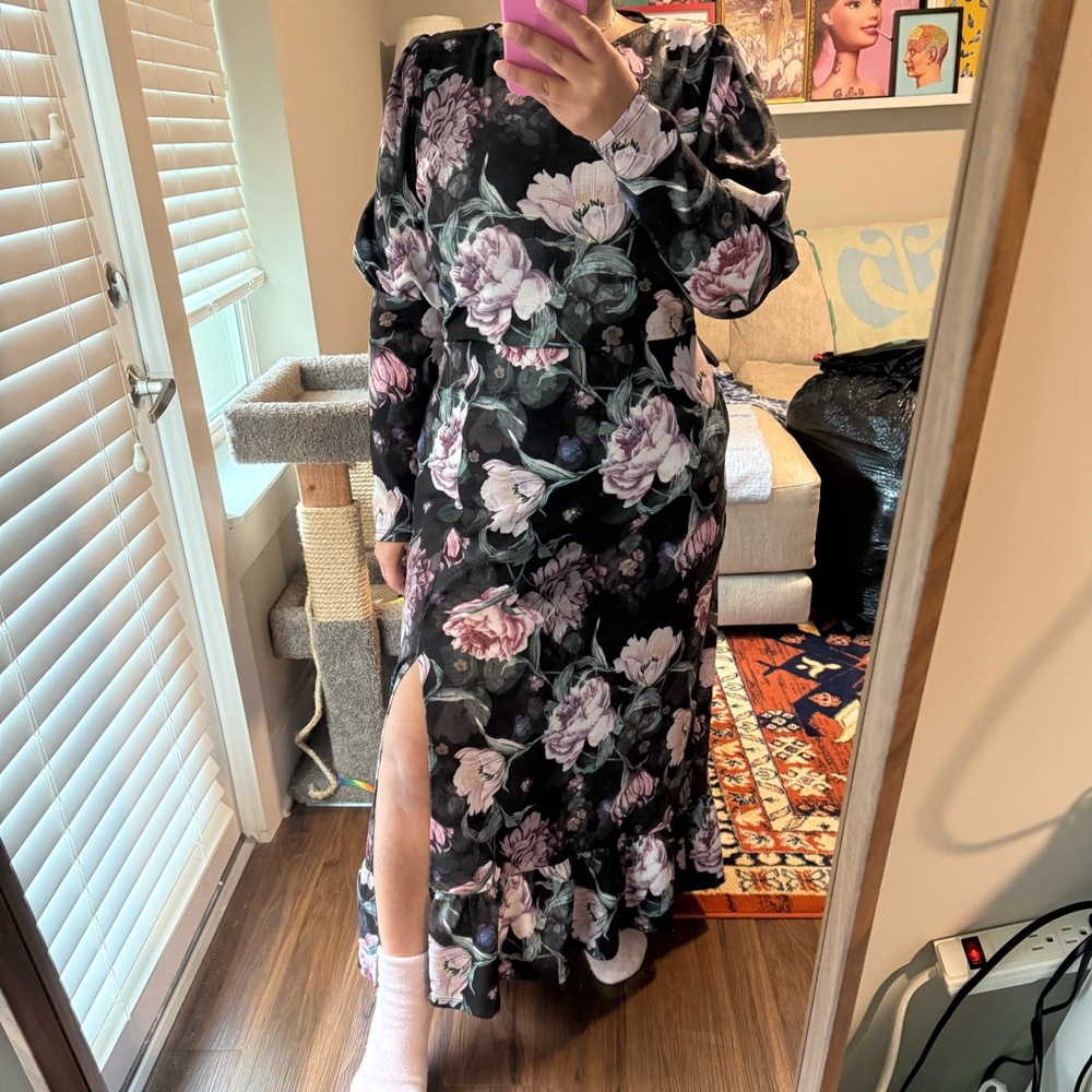 River Island Floral Black Dress